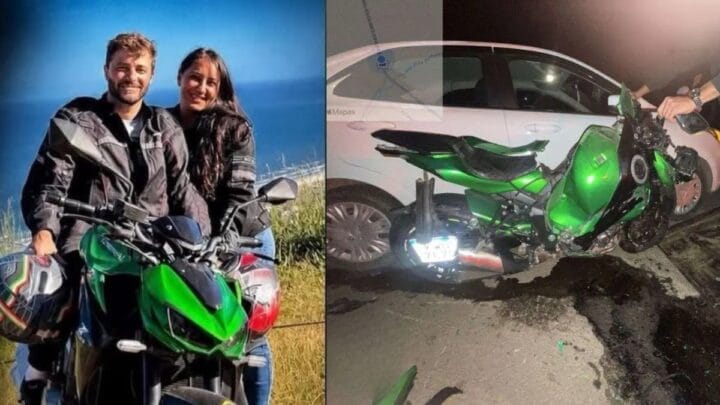 O acidente envolveu o piloto da moto, Ricardo Laurentino, de 41 anos, e sua esposa, Danielle