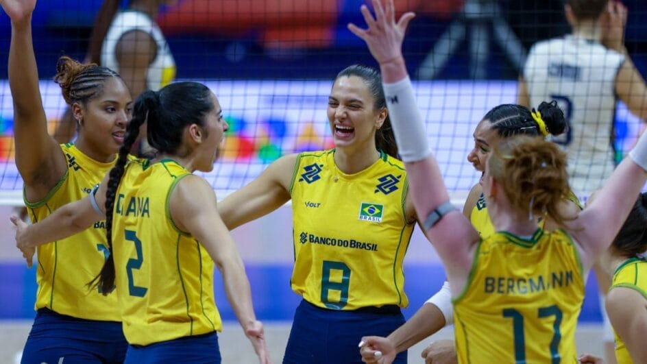 Seleção Brasileira de vôlei em ação pela VNL (Foto: Patricy Albuquerque, CBV)