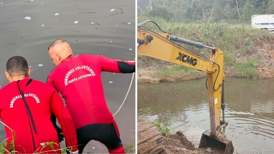 Operação em Araquari revela ossada em córrego