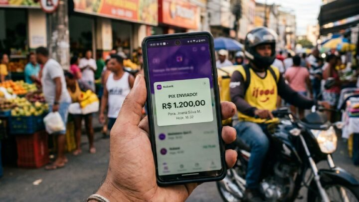 Imagem mostra pix pensão enviado para outra pessoa de um celular de um trabalhador informal