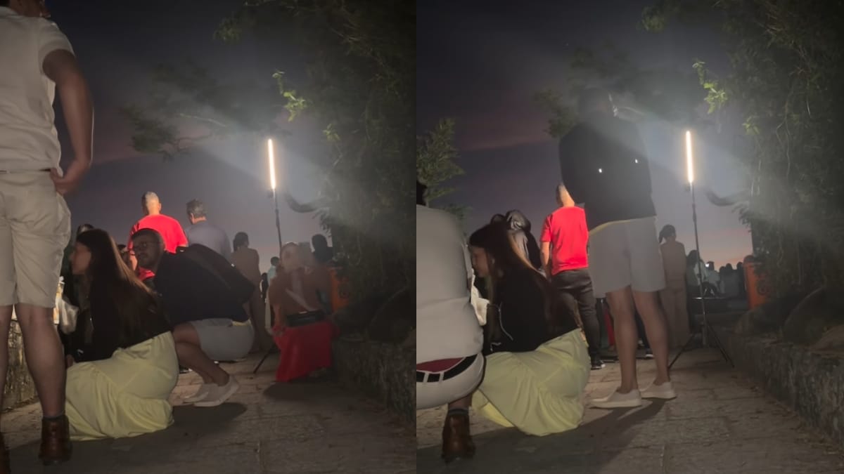 Vídeo mostra momento em que turistas ficam presos no Mirante Dona Marta (Foto: Reprodução, Ari Kaye)