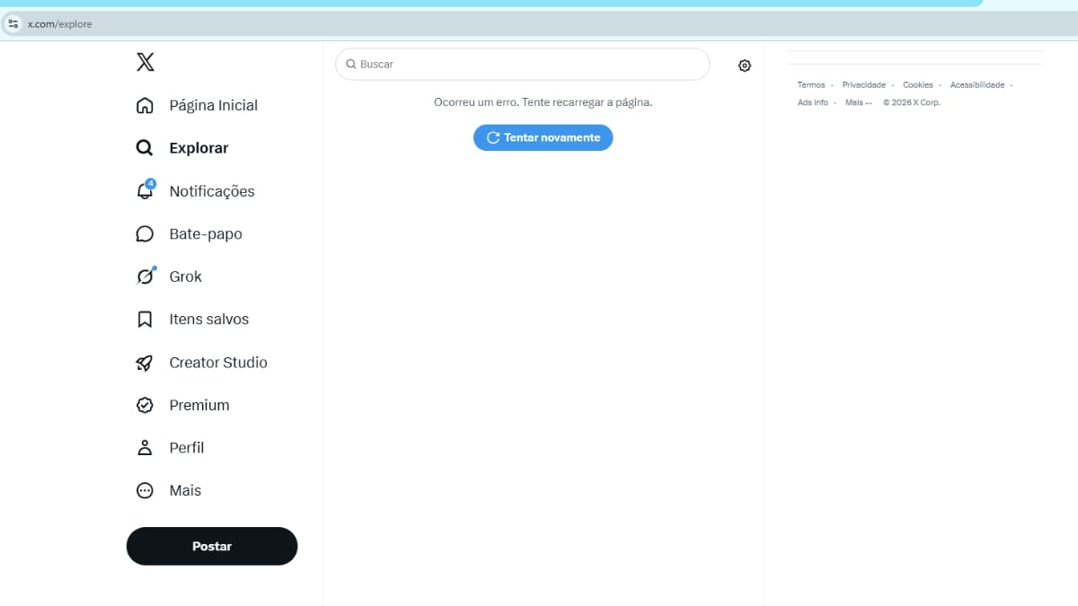 X (antigo Twitter) apresenta instabilidades nesta segunda-feira (22)
