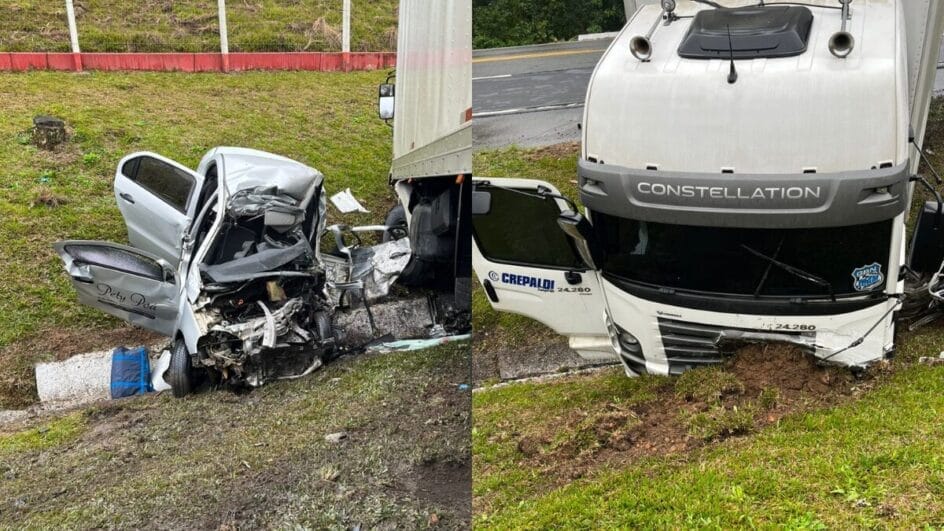 Acidente aconteceu na região da Serra São Miguel (Foto: Bombeiros Voluntários de Ibirama, Divulgação)