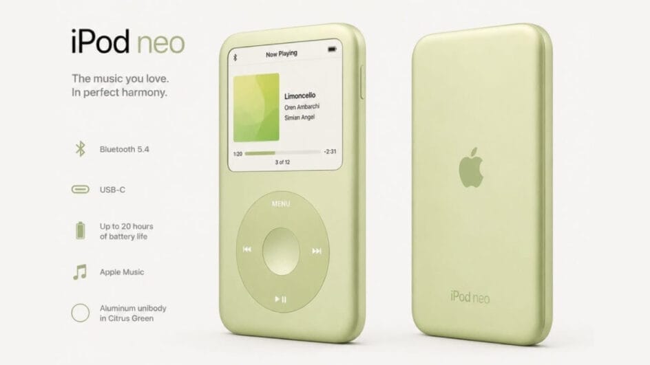 Conceito de iPod neo com design retrô da Apple viraliza nas redes sociais e reacende a nostalgia por aparelhos antigos