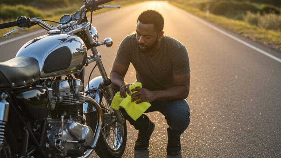 Por que alguns motoristas colocam um pano amarelo pendurado na moto e o que isso significa?