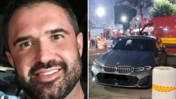 Vítima foi identificada como o policial civil Eduardo Corrêa Fernandes (Foto: Reprodução; CBMSC, Divulgação)