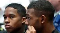 Rayan e Endrick na coletiva de imprensa da seleção