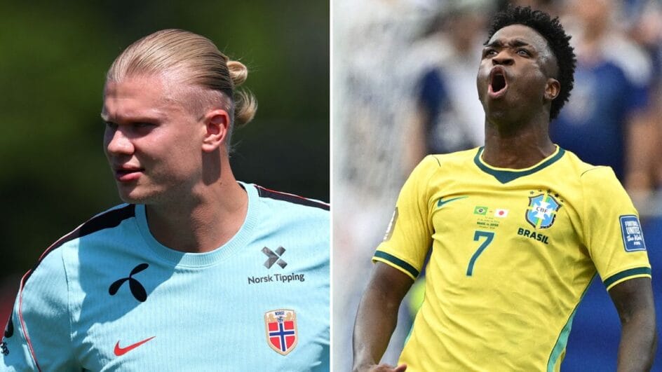Haaland e Vini Jr. são os principais jogadores da Noruega e do Brasil (Foto: REUTERS)