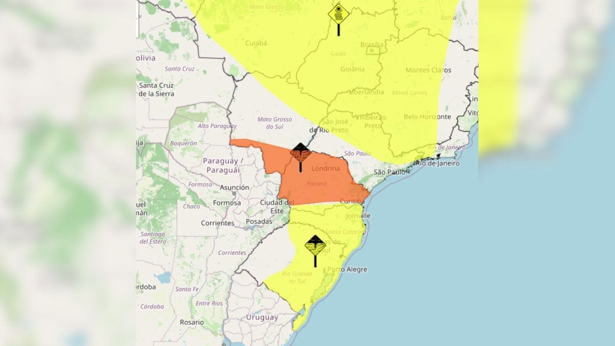 Alertas vigentes do Inmet