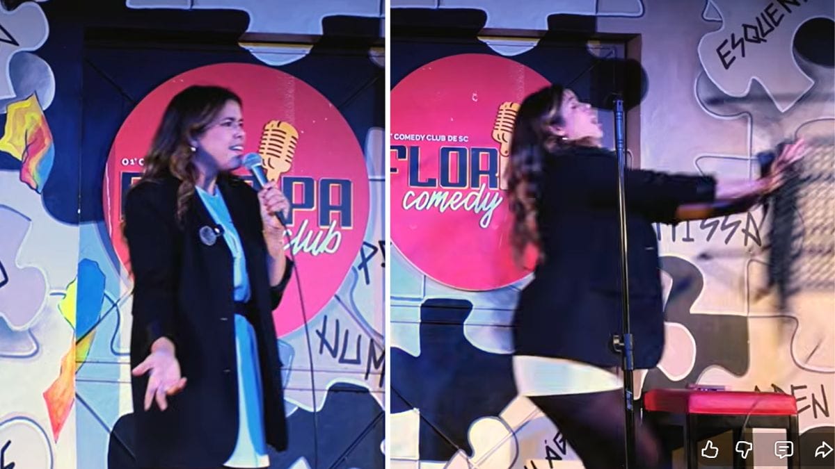 Comediante Fernanda Arantes leva cadeirada durante show em Florianópolis