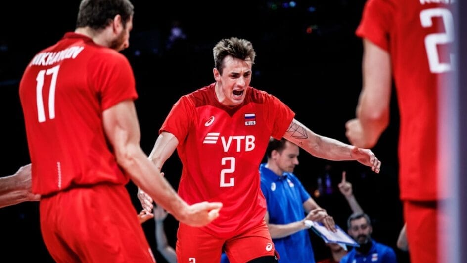 Rússia venceu o Brasil na VNL de 2021 (Foto: FIVB, Reprodução)