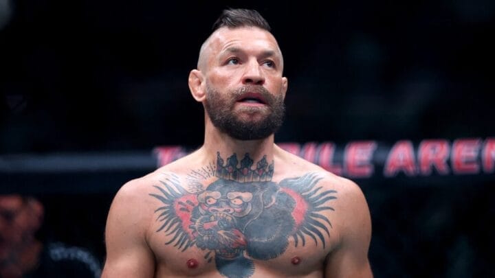 Conor McGregor perdeu por nocaute técnico em seu retorno ao UFC (Foto: Mark J. Rebilas/IMAGN IMAGES via Reuters Connect)