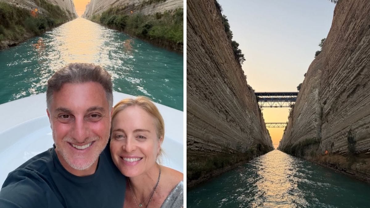 Em viagem pela Grécia, Luciano Huck e Angélica cruzam canal histórico que levou 2,5 mil anos para ser concluído