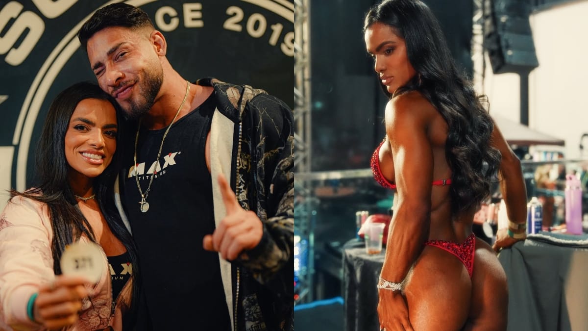 Ramon Dino acompanhou a esposa, Vit Viana, na estreia no fisiculturismo (Foto: Max Titanium, Redes sociais, Reprodução)