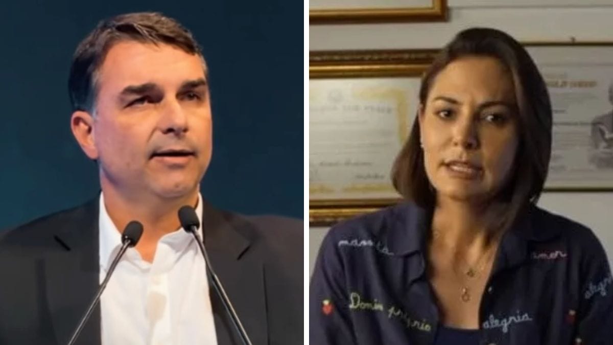 Flávio e Michelle Bolsonaro estão no centro de polêmica após vídeo em que ex-primeira-dama o acusa de desrespeitá-la em telefonema (Fotos: Instagram, Reprodução)