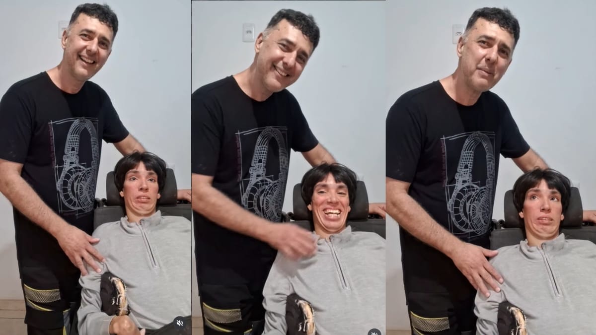 Moisés adotou Deyvid com paralisia cerebral (Foto: Divulgação, Redes Sociais)