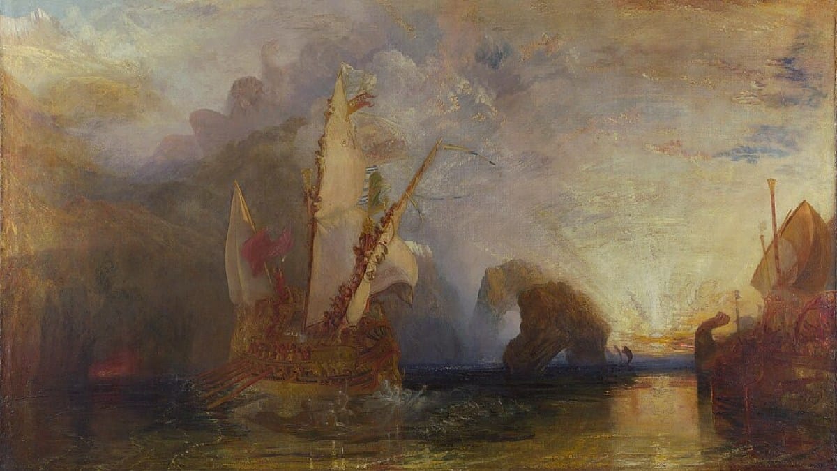 Odisseu foge de Polifemo em pintura de J. M. W. Turner inspirada na Odisseia (Foto: J. M. W. Turner / Wikimedia Commons)