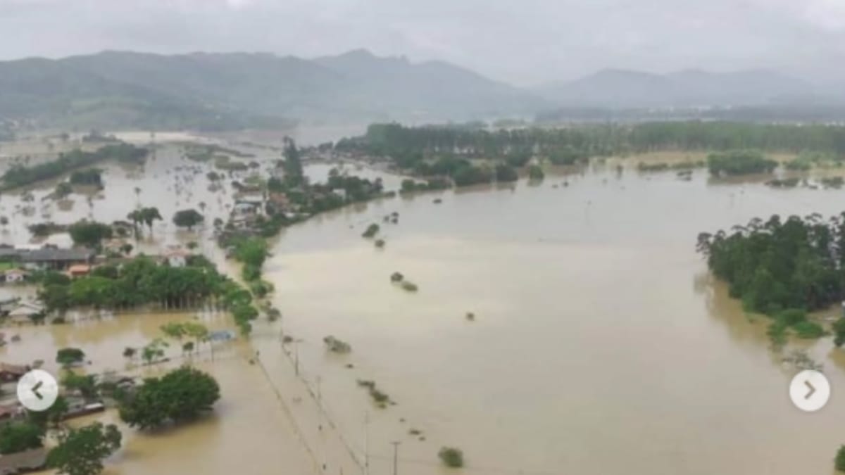 Rio Tijucas tem histórico de alagamentos (Foto Reprodução, Praia de Tijucas via Instagram)