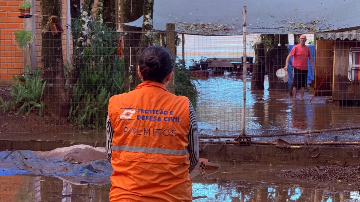 Rio após chuva em Palmitos