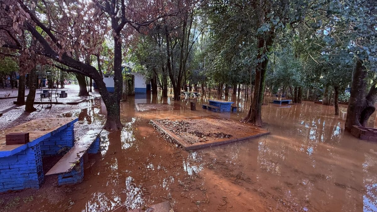 Rio após chuva em Palmitos
