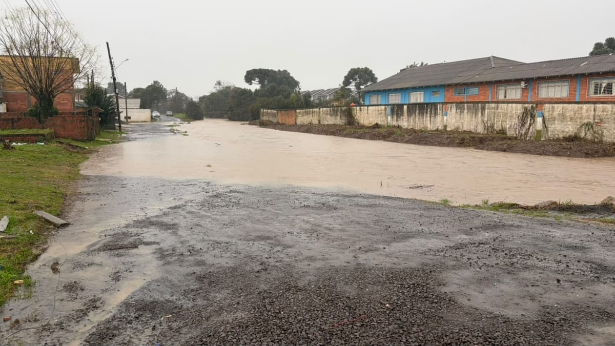 São Sebastião, em Lages, ficou alagado (Foto: Arquivo Pessoal, Mateus Barreto)