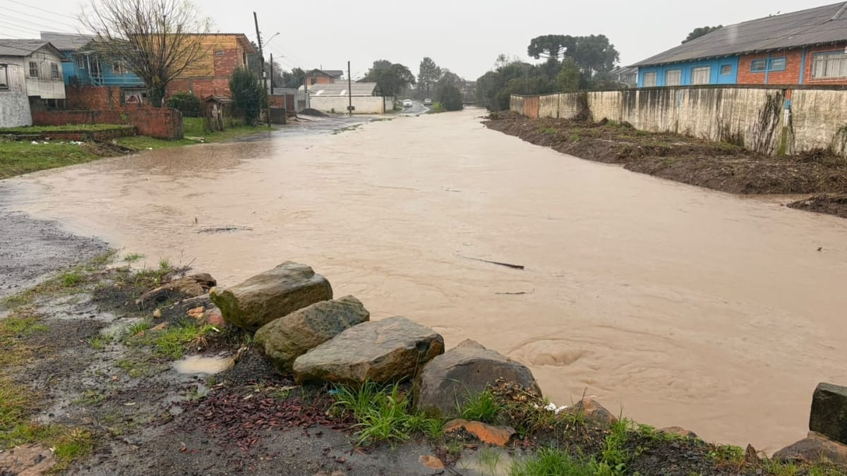 São Sebastião, em Lages, ficou alagado (Foto: Arquivo Pessoal, Mateus Barreto)