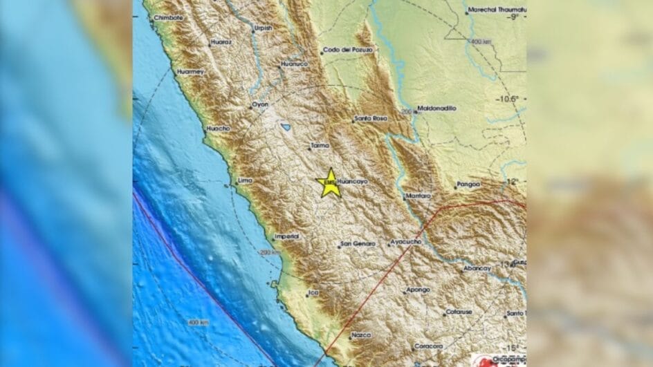 Terremoto teve epicentro em região do interior do Peru (Foto: Centro Sismológico Euro-Mediterrâneo, Reprodução)