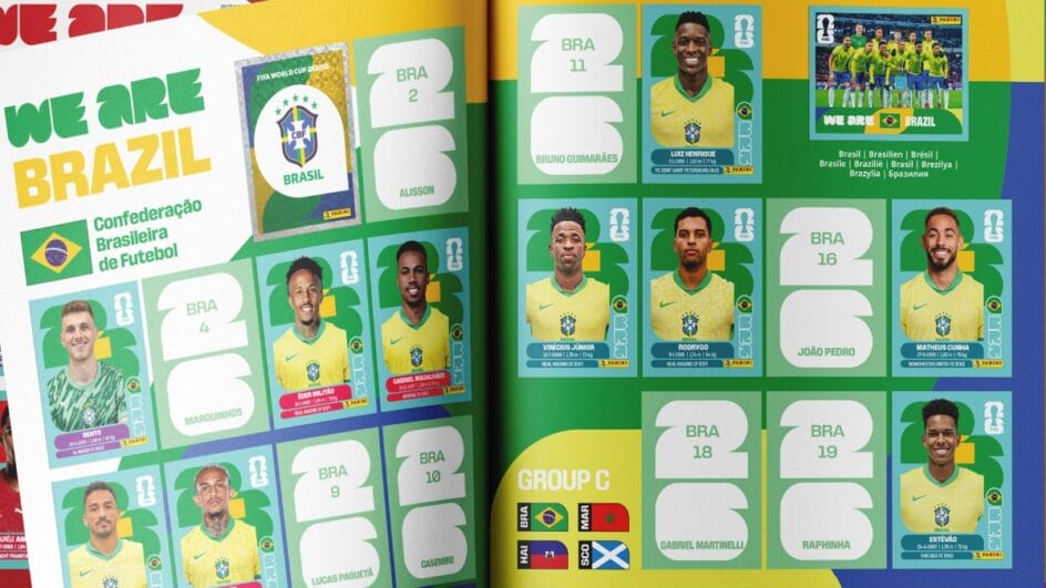 Página da Seleção Brasileira no álbum da Copa (Foto: Panini, Divulgação)