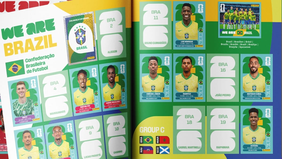 Página da Seleção Brasileira no álbum da Copa (Foto: Panini, Divulgação)