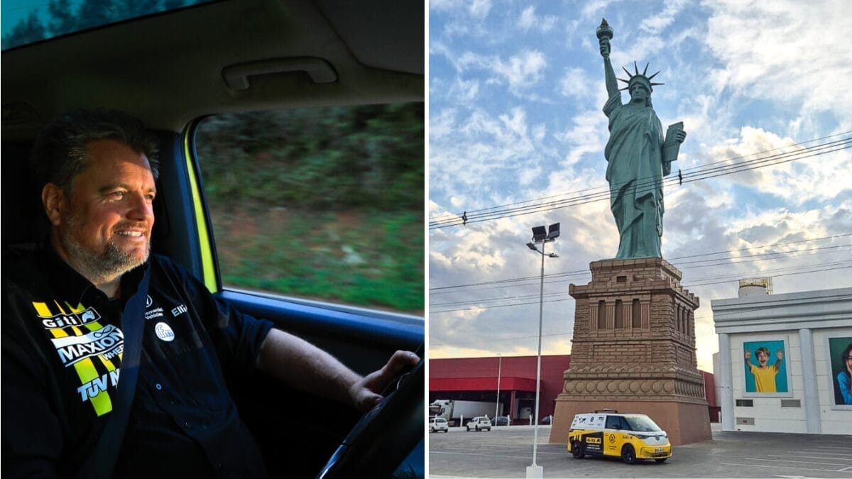 Depois de cruzar 75 países em um carro elétrico, alemão chega a SC em busca de recorde mundial