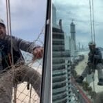 VÍDEO: Moradora de Balneário Camboriú serve café nas alturas para trabalhador “pendurado” em prédio