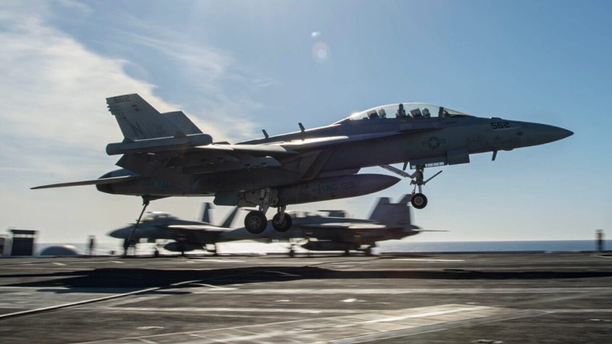 EA-18G Growler: aeronave de guerra eletrônica interfere em radares e comunicações inimigas para proteger os demais aviões (Foto: Joseph Calabrese / U.S. Navy / DVIDS)