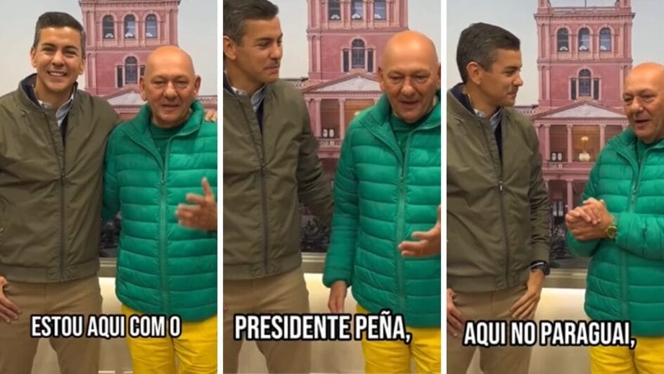 Luciano Hang durante encontro com o presidente do Paraguai, Santiago Peña, em Assunção, onde discutiram investimentos e o ambiente de negócios no país.
