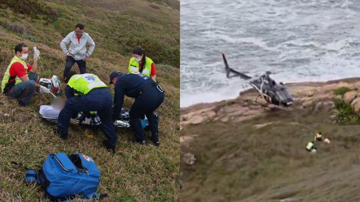 Homem despenca 15 metros em decolagem de parapente e sobrevive após resgate desafiador em SC