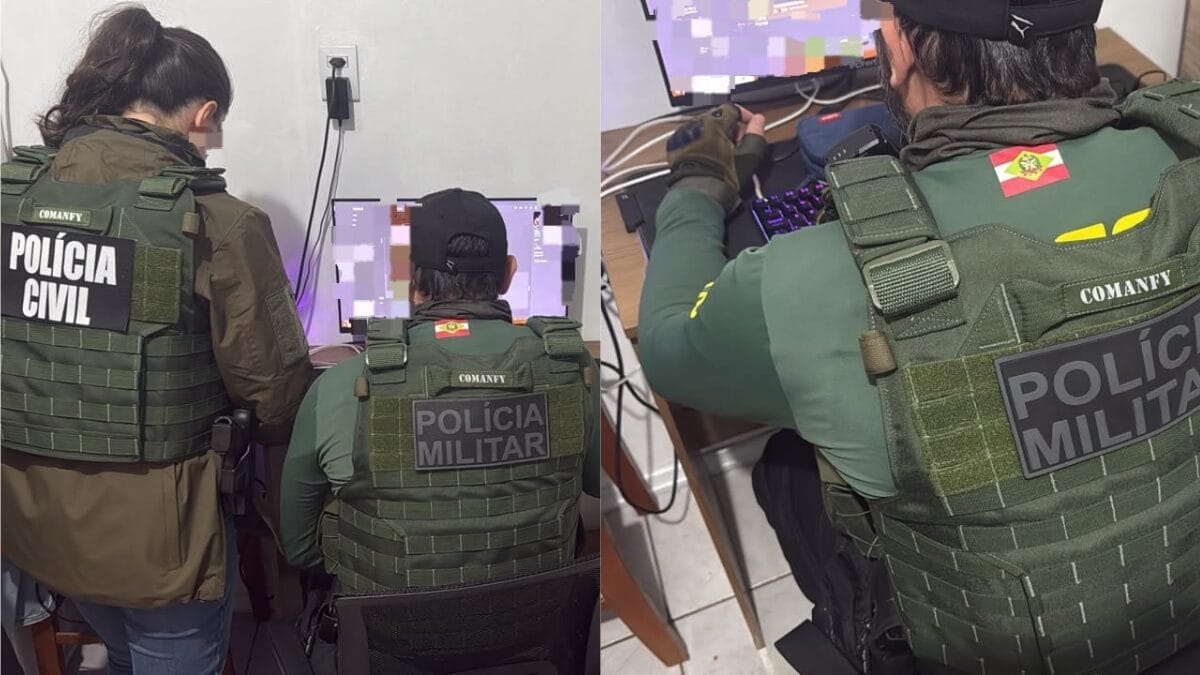 Operação teve como alvo perfil de rede social e cumpriu mandado em Criciúma (Foto: MPSC, Divulgação)