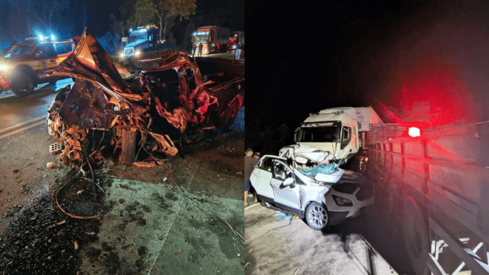 imagens de acidente de trânsito envolvendo carros e caminhões