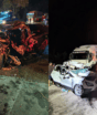 Carros ficam completamente destruídos e motorista é resgatado das ferragens em acidente com dois caminhões na BR-470 em SC