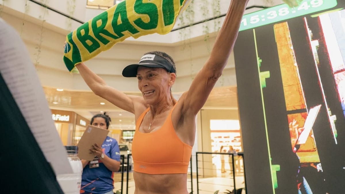 Brasileira de 55 anos quebra recorde mundial ao correr 866 km em sete dias sobre esteira em Florianópolis