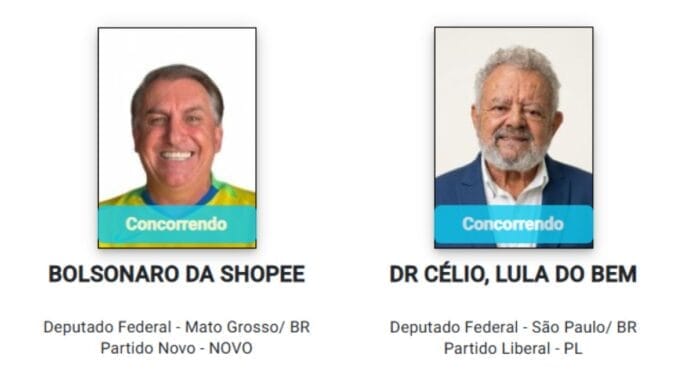 Candidatos usam nomes de urna de Bolsonaro e Lula (Foto: TSE, Divulgação)