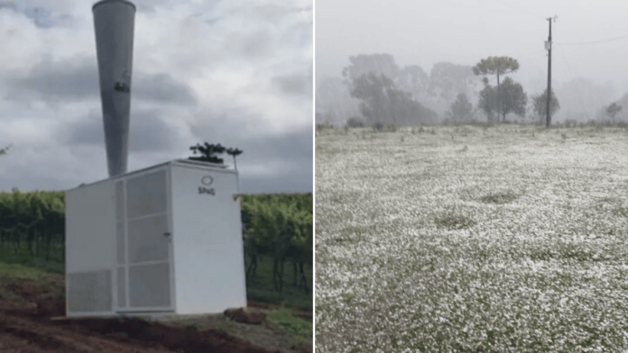 Canhão que tenta “quebrar” pedras de granizo entra em ação na Serra de SC; entenda como funciona o sistema