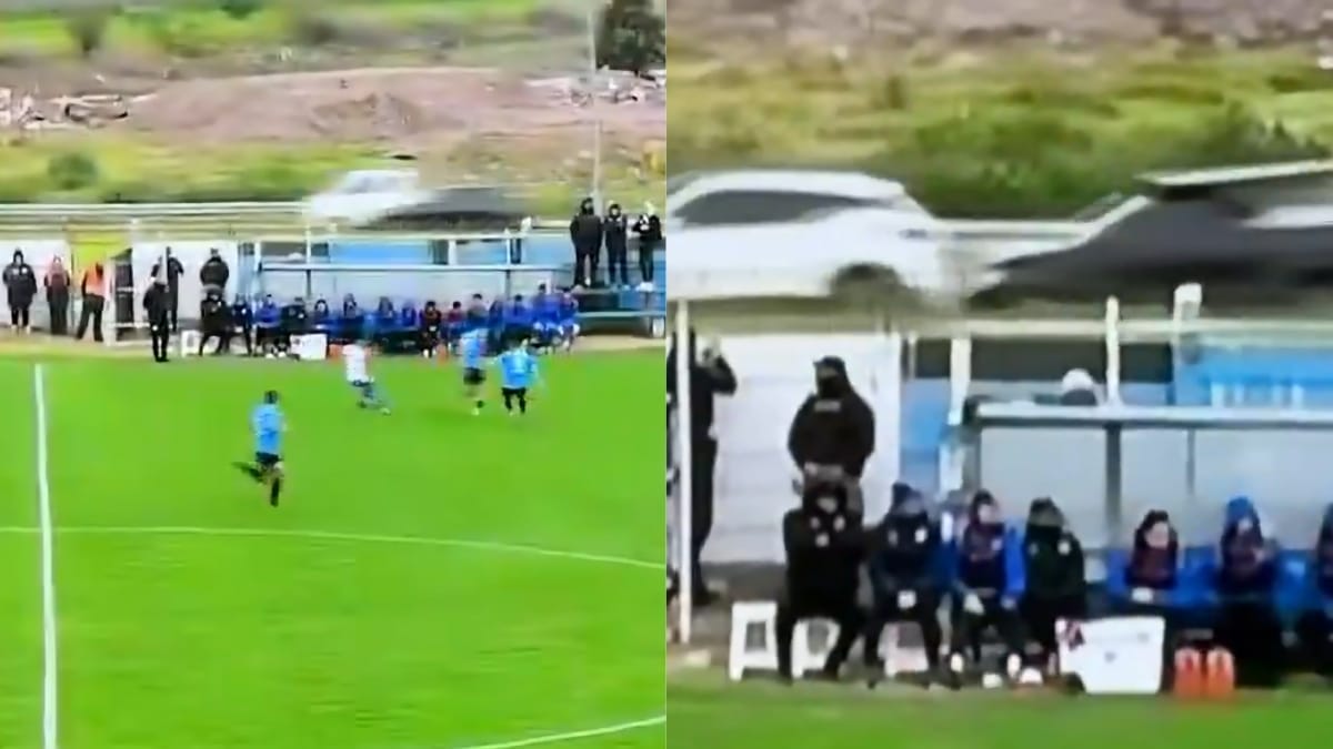 Chutão de zagueiro manda bola para rodovia e provoca acidente entre carros