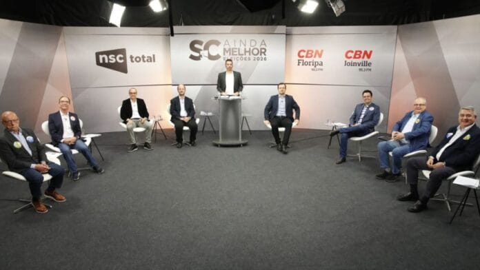 Debate entre candidatos a senador por SC na CBN e no NSC Total (Foto: Patrick Rodrigues, NSC Total)