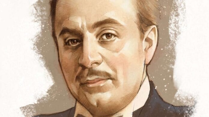 Retrato em preto e branco do escritor libanês Khalil Gibran