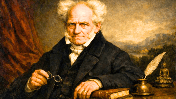 Retrato ou daguerreótipo de Arthur Schopenhauer em fase madura.
