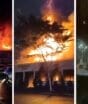 Casa de festas no Centro de Joinville é destruída pelo fogo; veja imagens do incêndio