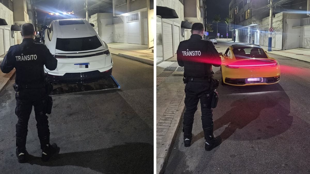 Motoristas fazem “showzinho” com Lamborghini e Porsche e viram alvo de guardas em Balneário Camboriú