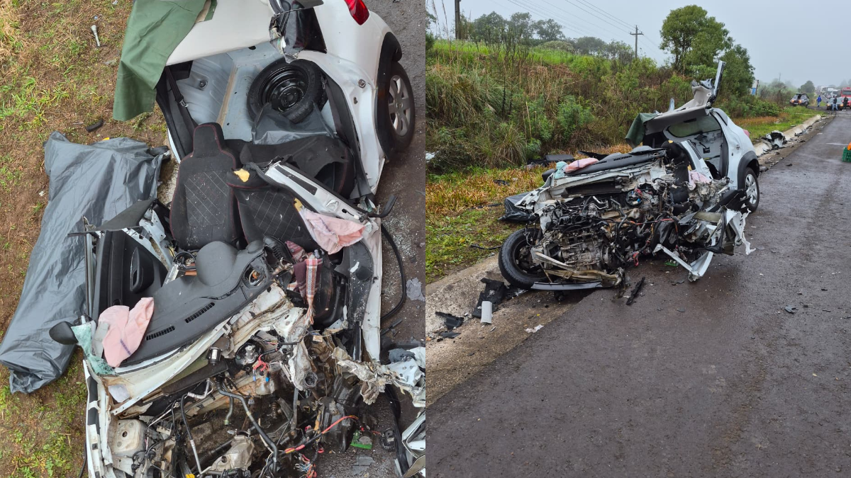 Acidente entre carro e caminhão mata mulher e deixa homem ferido na BR-282 em SC