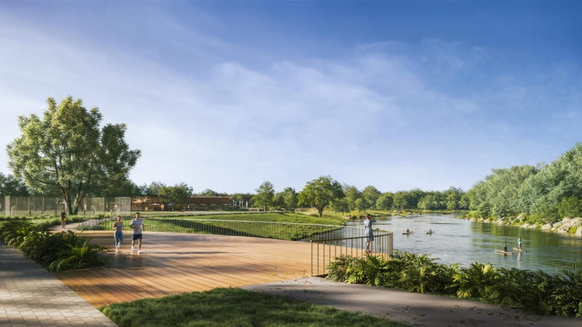 O bairro terá marina privativa e um parque linear de dois quilômetros (Foto: Divulgação, Rio Parque)