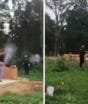 Vídeo mostra morador levando sequência de tiros de borracha ao tentar proteger construção de ser demolida em Joinville