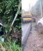 Carro sai da pista, cai em vala e interdita trânsito na SC-401, em Florianópolis